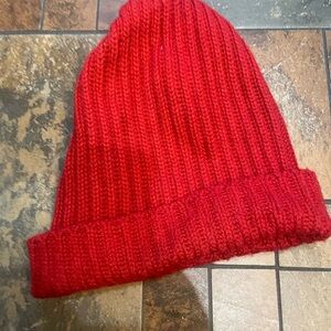 Classic Red Ribbed Knit Beanie